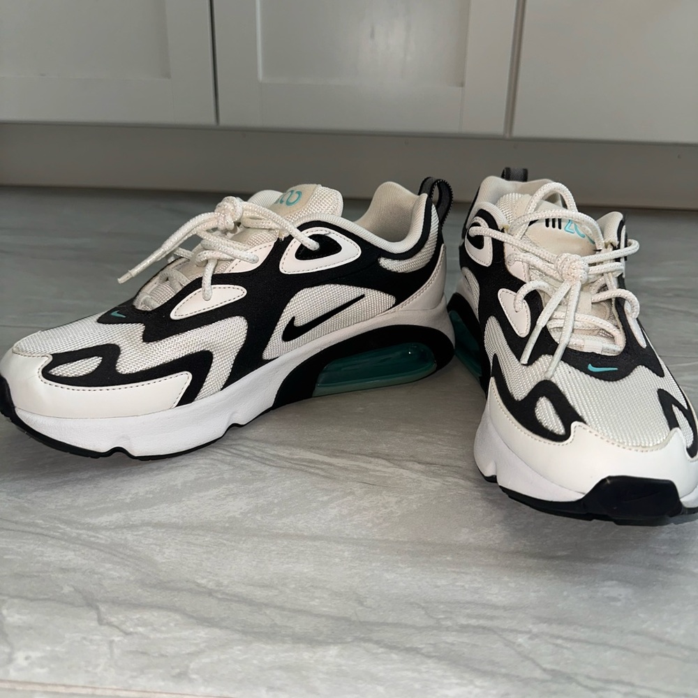 Nike White Black Teal Air-Cushion Sneakers